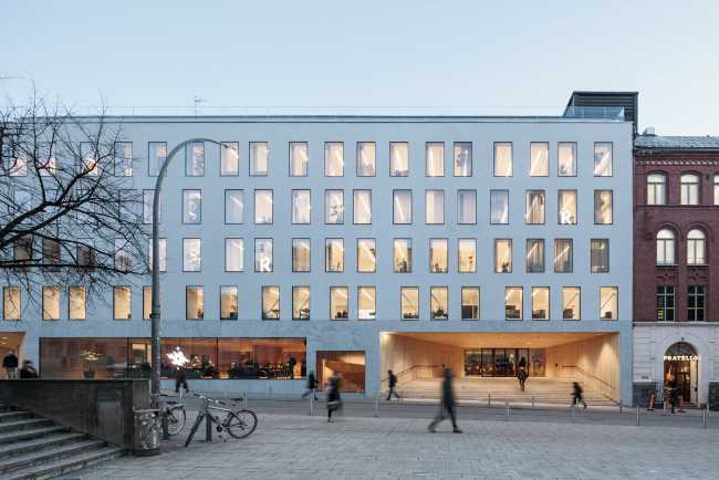 University with facade and rhythmic windows