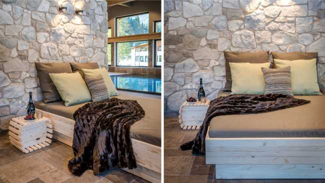 Room of a luxury resort covered in stone