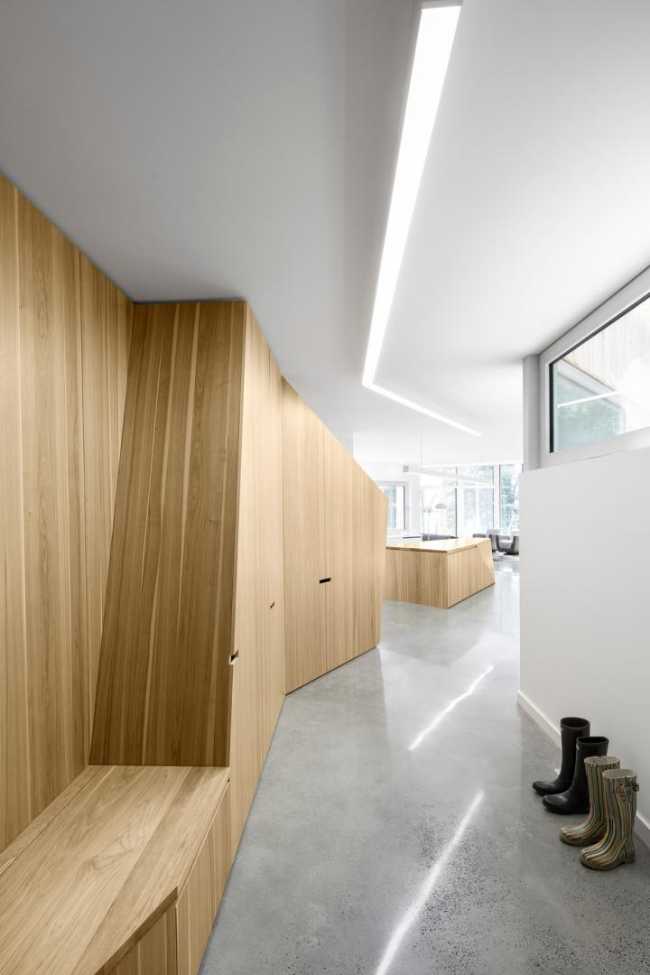 White and wood interior