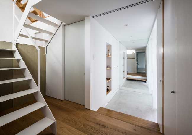 Wooden house with metal staircase