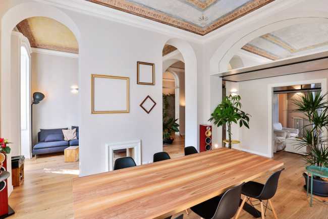 Apartment interior with arches