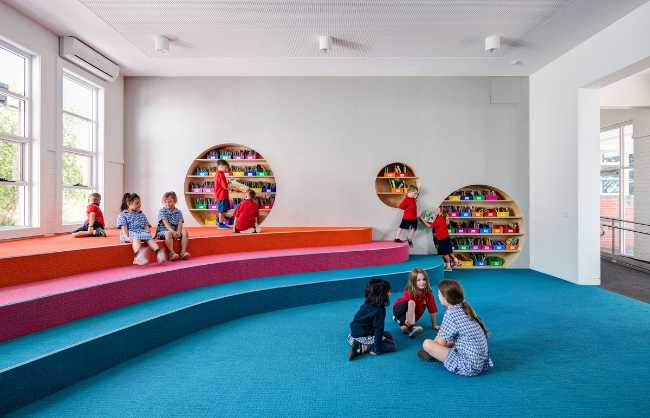Primary school and colored floor