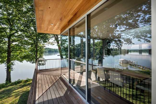 Wooden balcony around the house