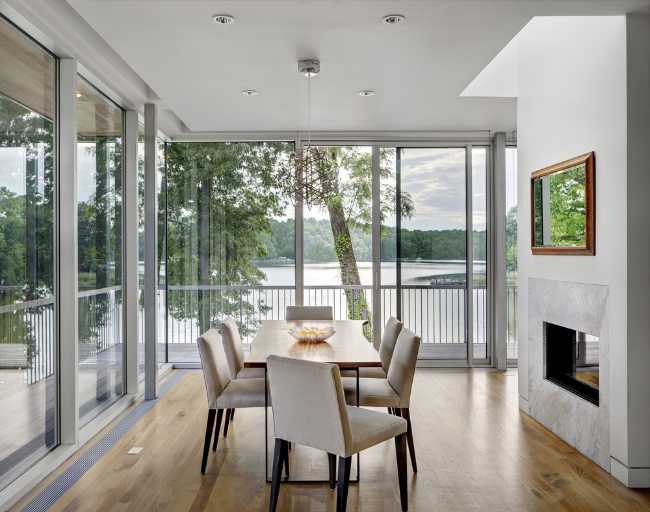 Glazed house on the lake