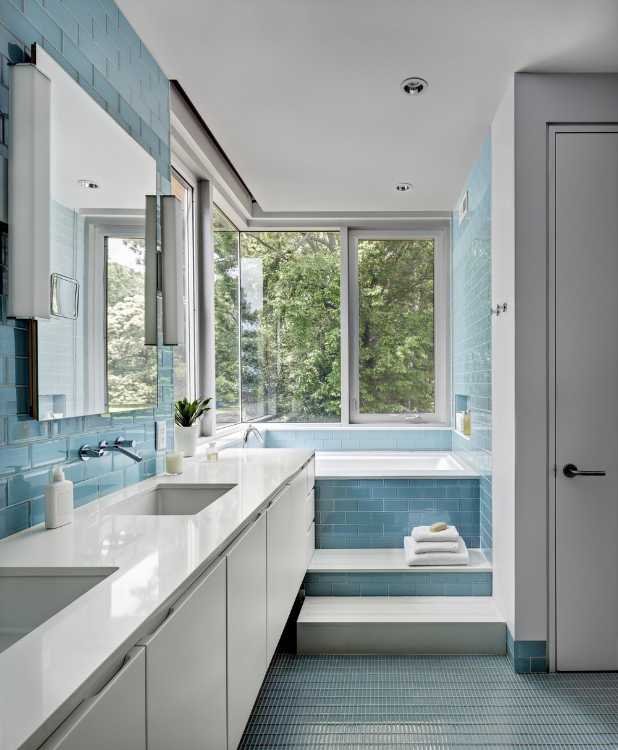 White and blue bathroom
