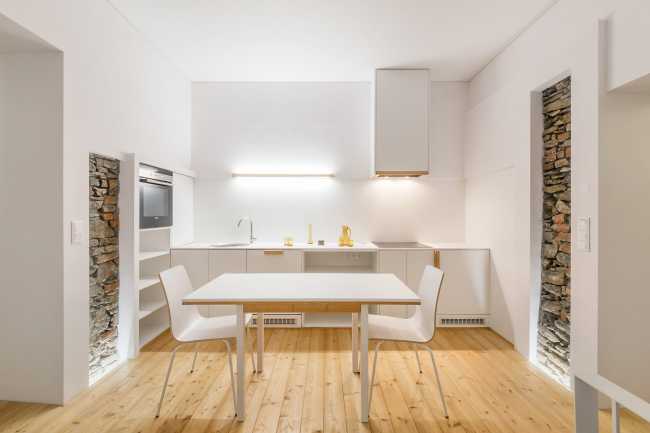 White interior with parquet