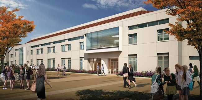 Campus access space in front of the entrance