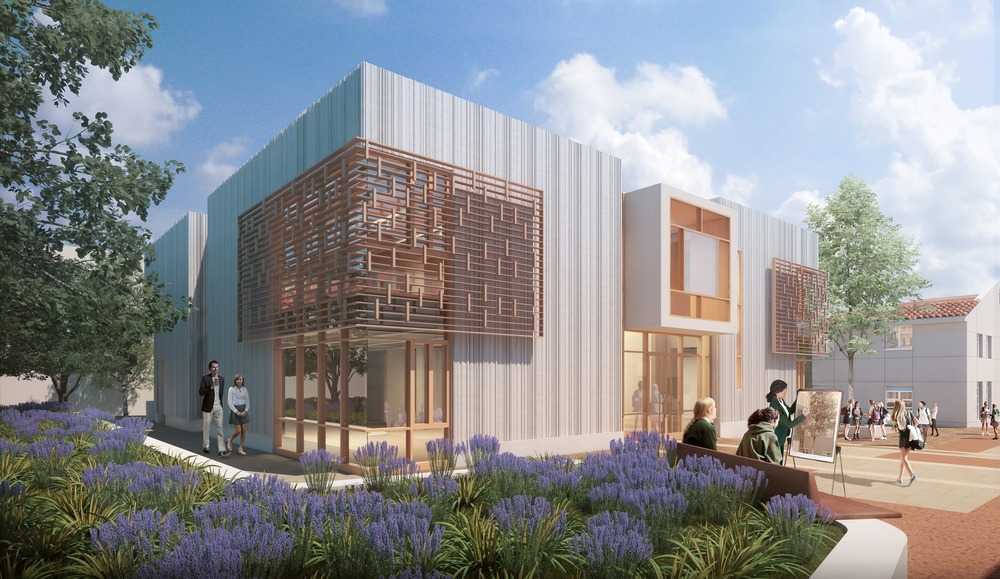 Green field of a campus