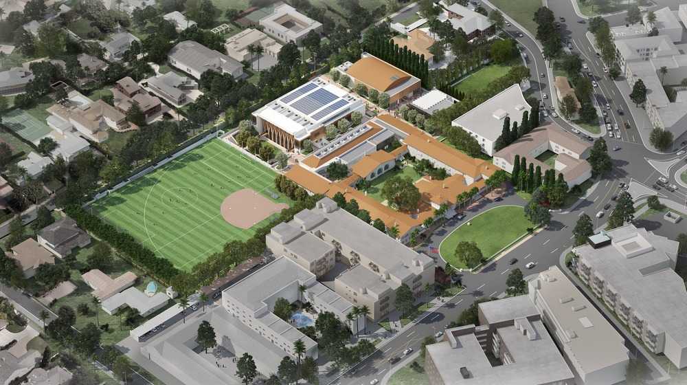 Green field of a campus