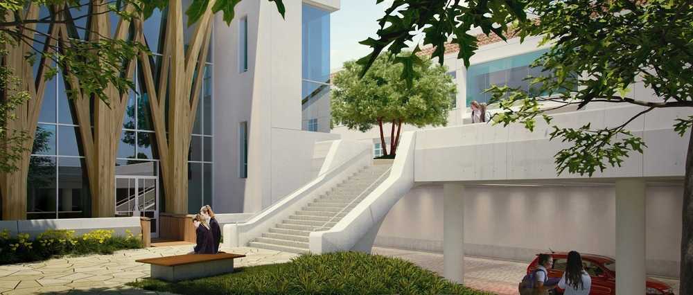 Green field of a campus