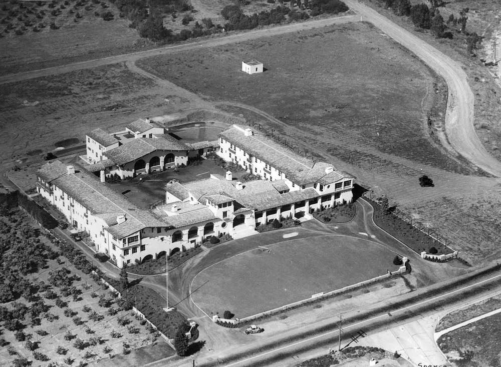 Green field of a campus