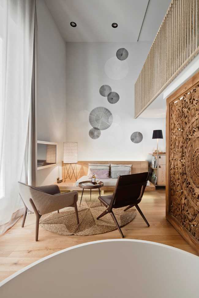 hotel bedroom with loft