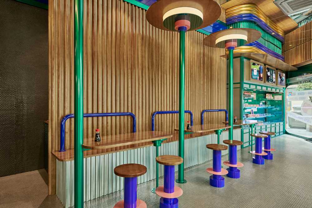 wooden upholstery stools colorful green counter