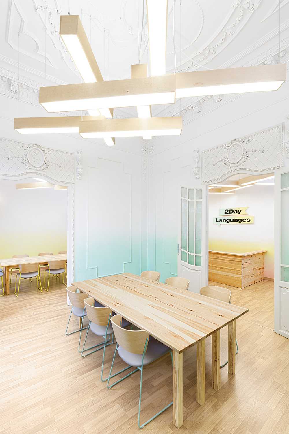 Language school with wooden interior