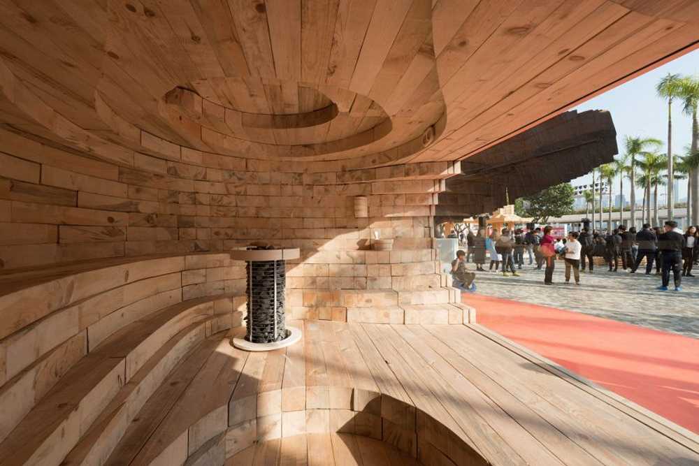 Cavity of a wooden sauna