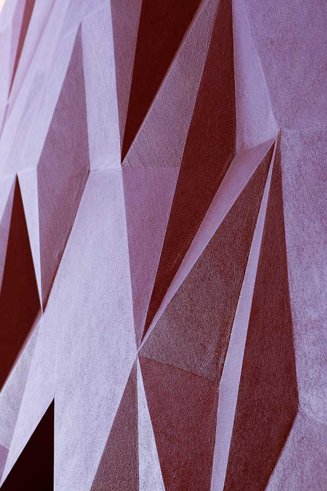 detail geometry red modernist facade