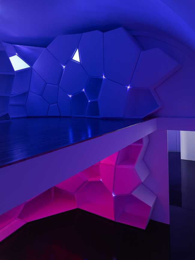 interior geometric blue lighting