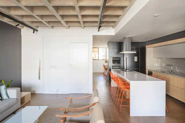 Living room and kitchen