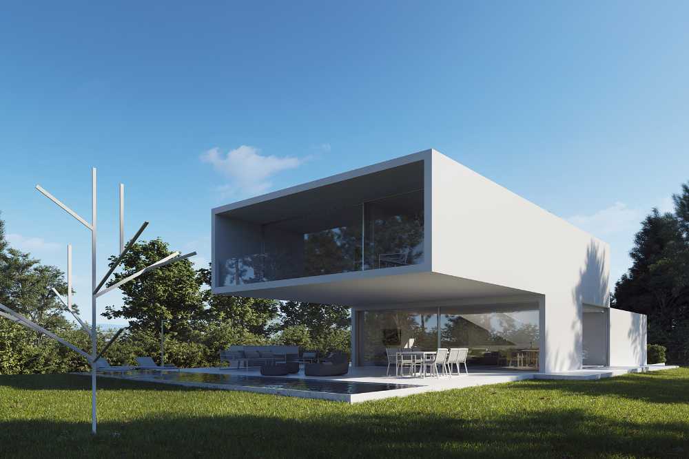 minimalist house girona spain cantilevered concrete structure garden