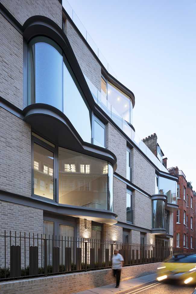 Building design of bow windows in a modern key