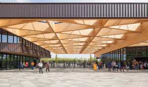 wooden roof with triangular links