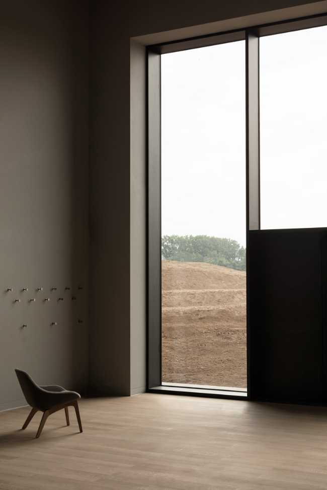 Crematorium Belgium cement and marble stained glass