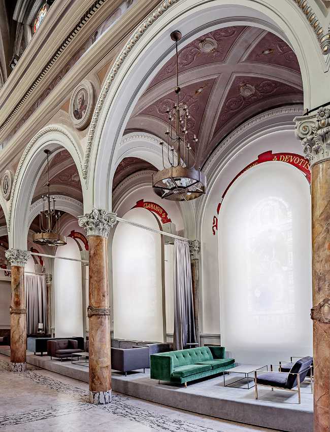 Interior of a church transformed into an exhibition cente