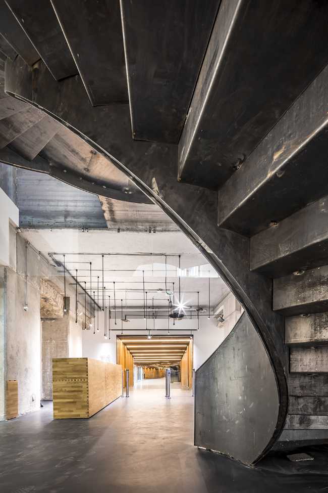 former Paris barracks metal spiral staircase