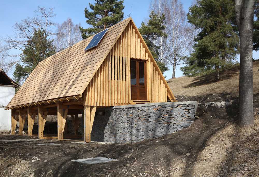 Wooden cabin among the trees