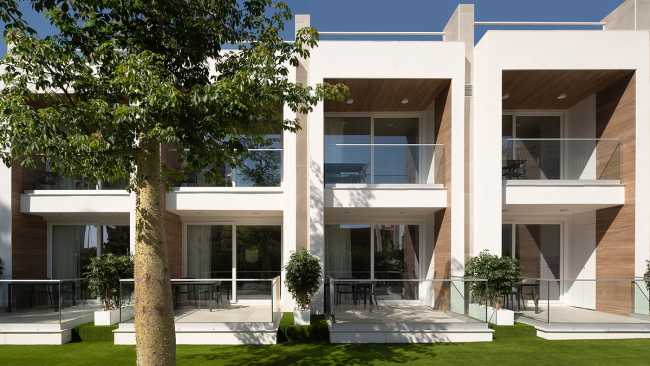 hotel complex cladding facade wood