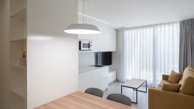 residential complex studio kitchen table wood