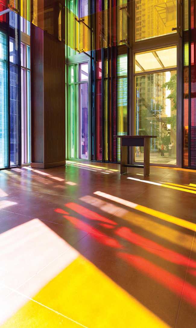 Artisanal glass colored in warm tones