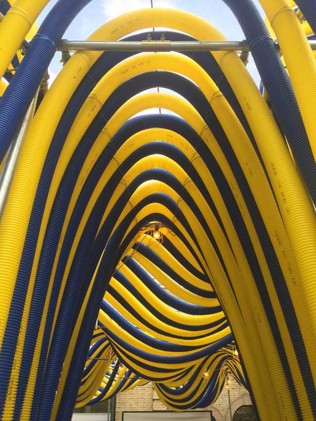 Pavilion for temporary installation of tubes Flexi Duct Pump House