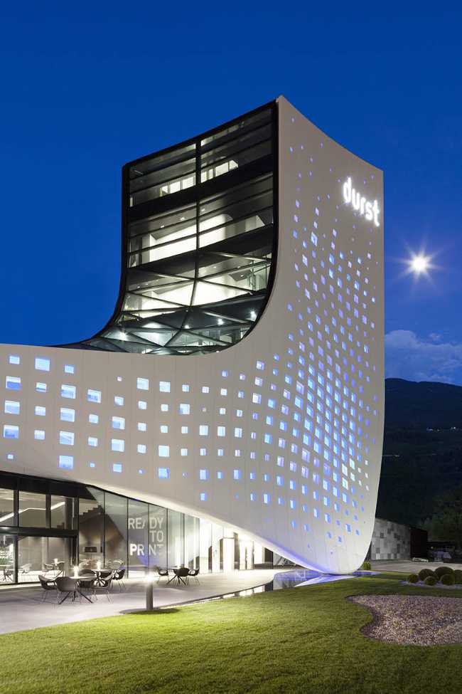 company headquarters Durst facade cladding panels aluminum led lighting