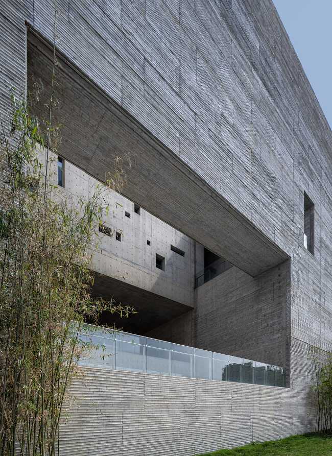 cultural center structure cement parapet glass