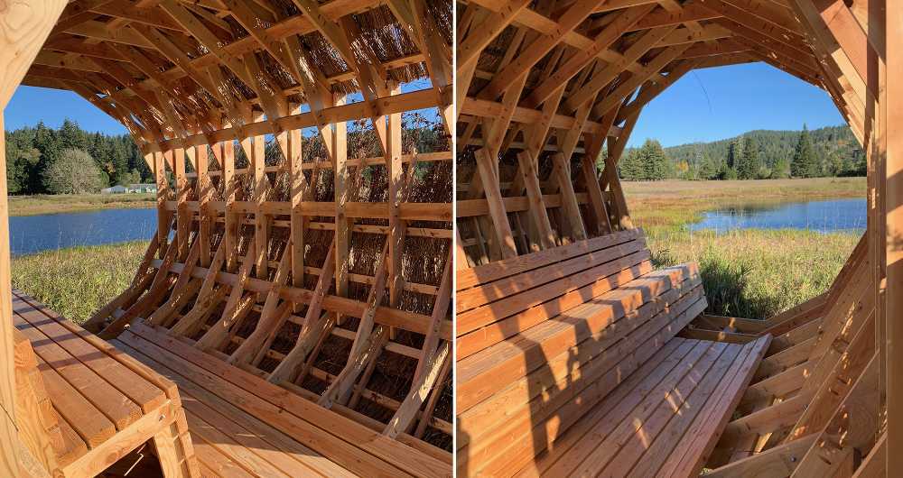 Interior wooden pavilion