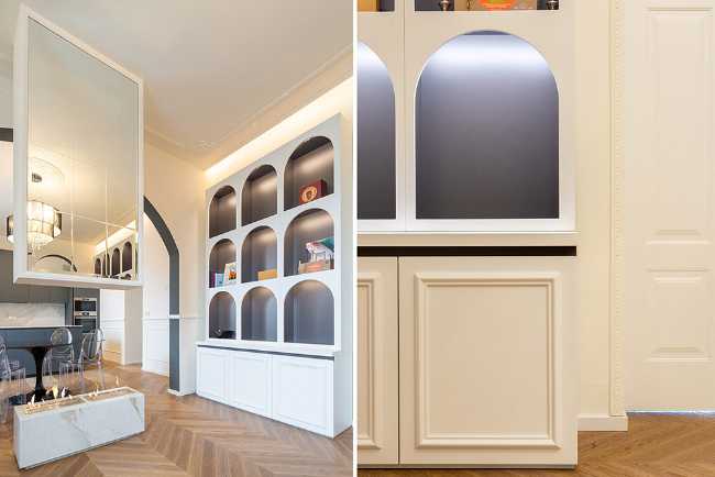 Interior apartment with arches