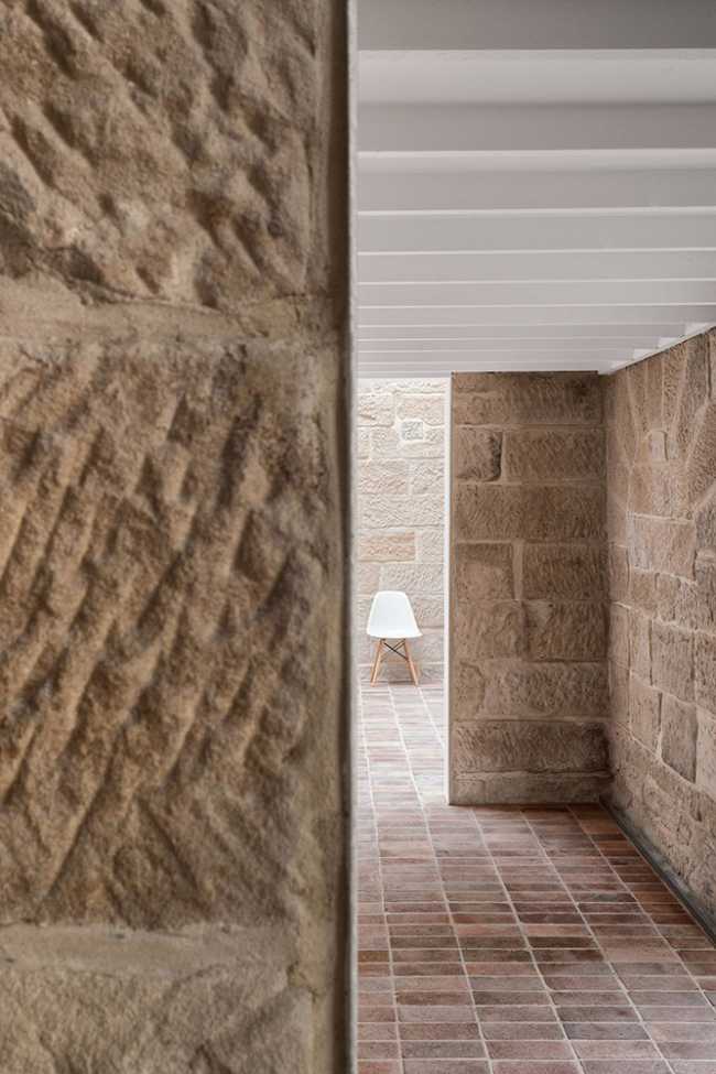 Interior of the house with brick walls