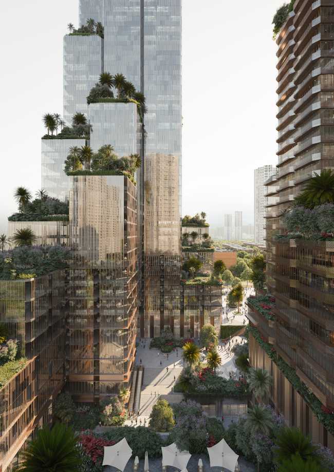 Konka glass towers covered in copper