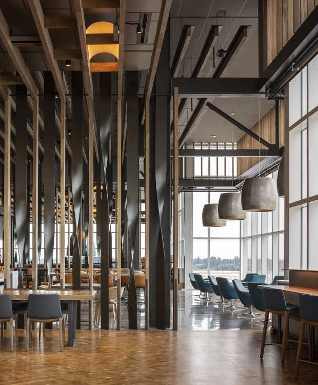 Lounge at Washington International Airport. Warm and welcoming space for all